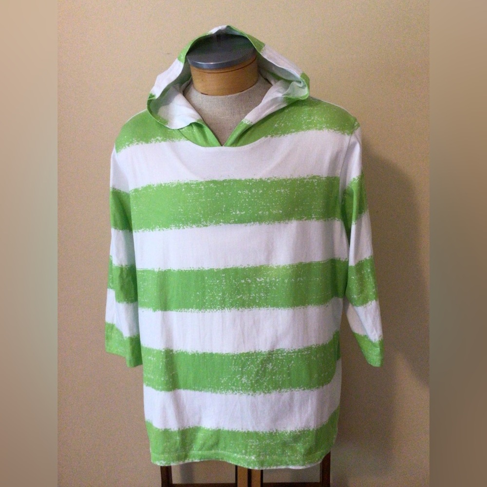 Denim&Co Pull-over Striped Hooded Shirt